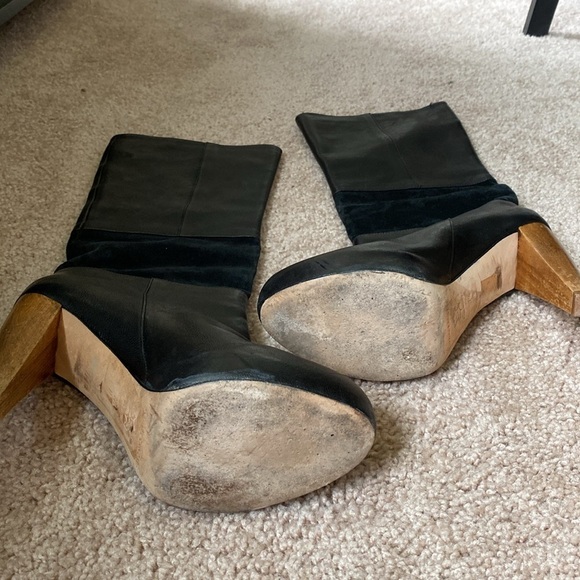 Loeffler Randall Leather & Suede Platform Knee High Boots - Picture 4 of 5